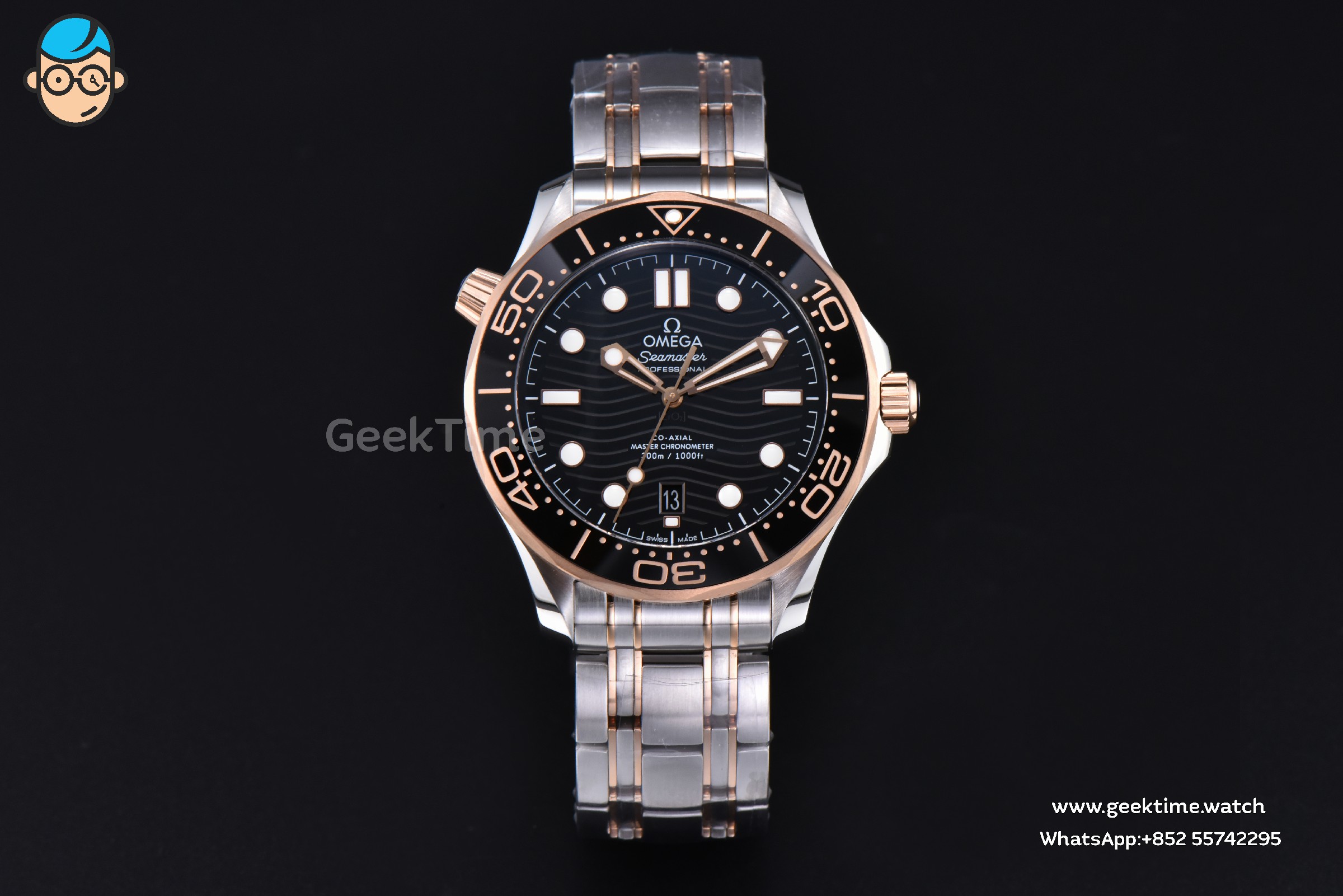 Seamaster Diver 300M 42mm VSF RG Black Dial Metal Bracelet And Rubber Strap Clone VS8800 V4