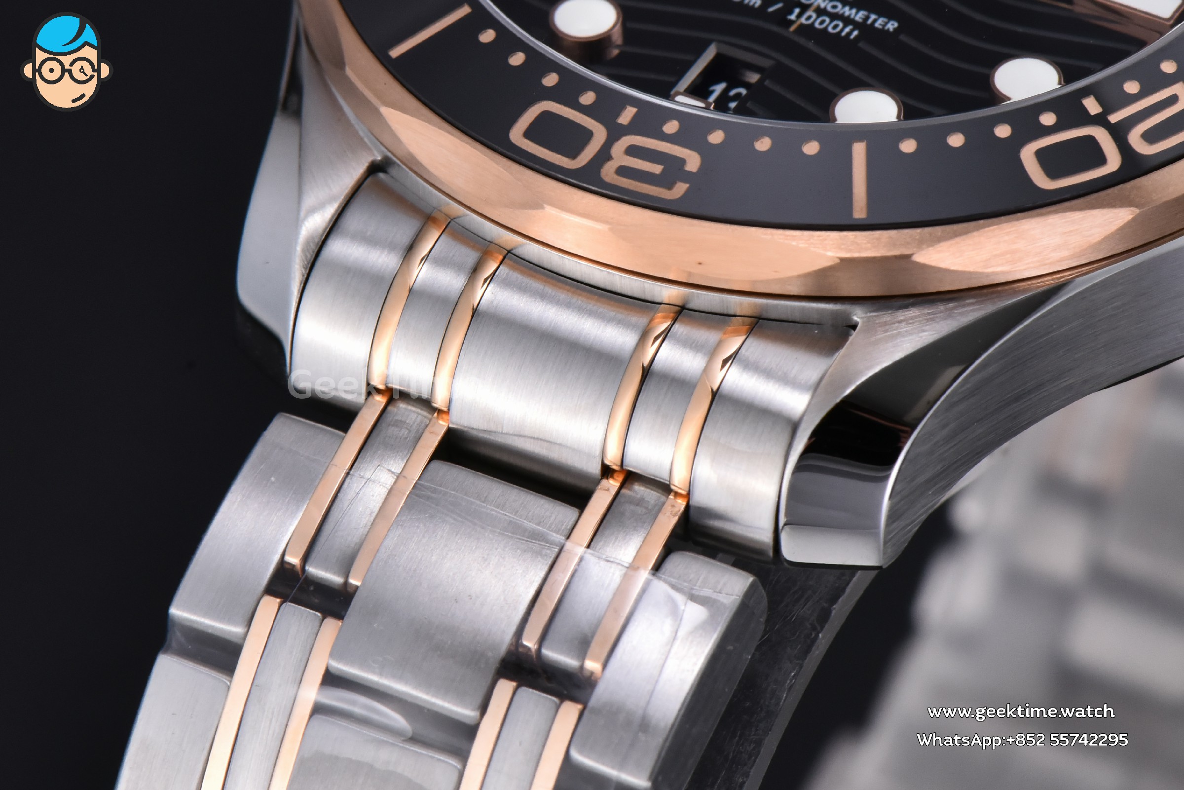 Seamaster Diver 300M 42mm VSF RG Black Dial Metal Bracelet And Rubber Strap Clone VS8800 V4 - Image 6