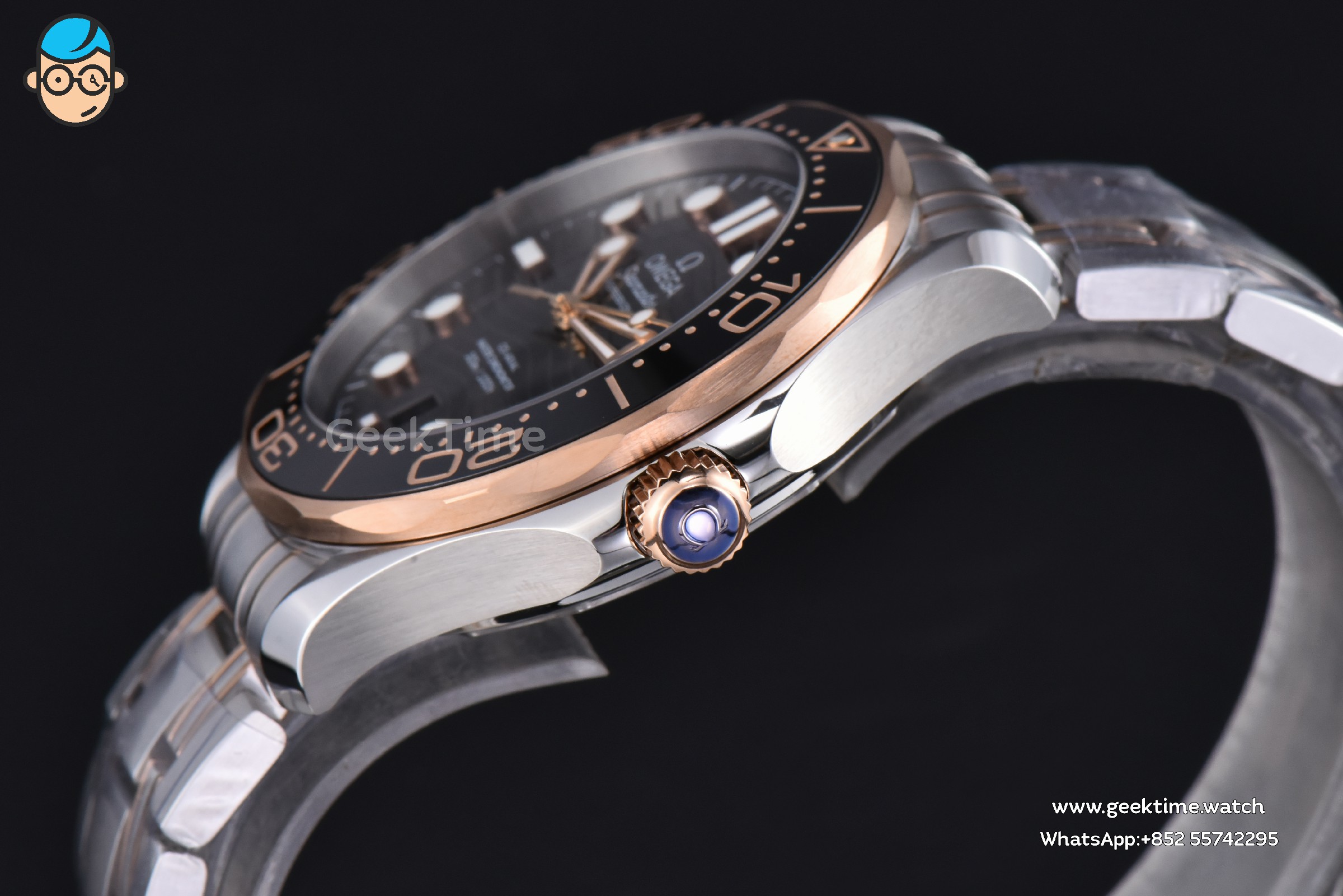 Seamaster Diver 300M 42mm VSF RG Black Dial Metal Bracelet And Rubber Strap Clone VS8800 V4 - Image 7