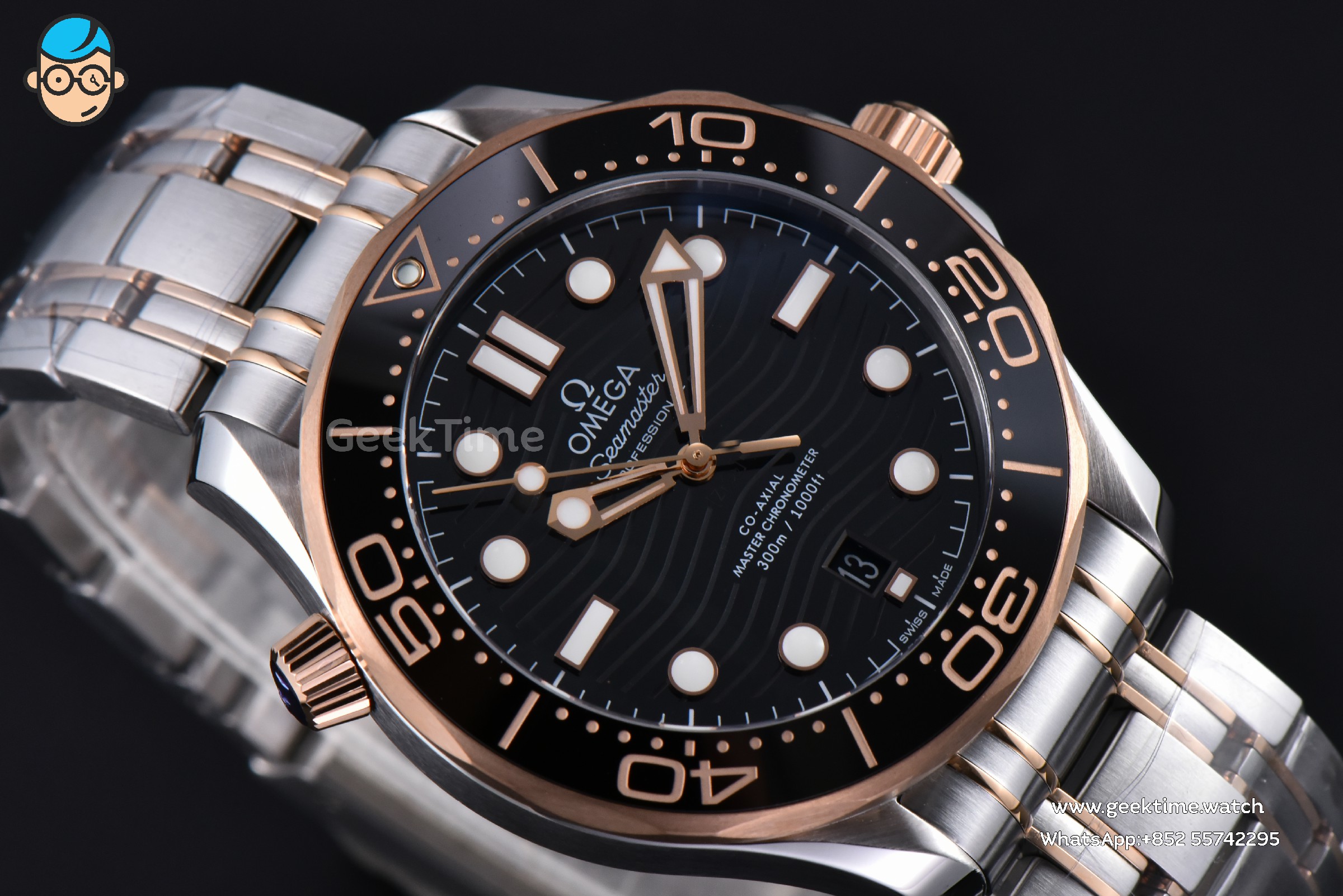 Seamaster Diver 300M 42mm VSF RG Black Dial Metal Bracelet And Rubber Strap Clone VS8800 V4 - Image 8