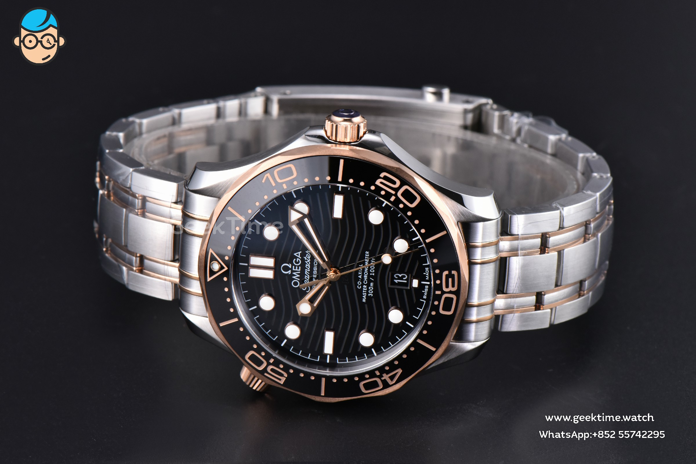 Seamaster Diver 300M 42mm VSF RG Black Dial Metal Bracelet And Rubber Strap Clone VS8800 V4 - Image 9