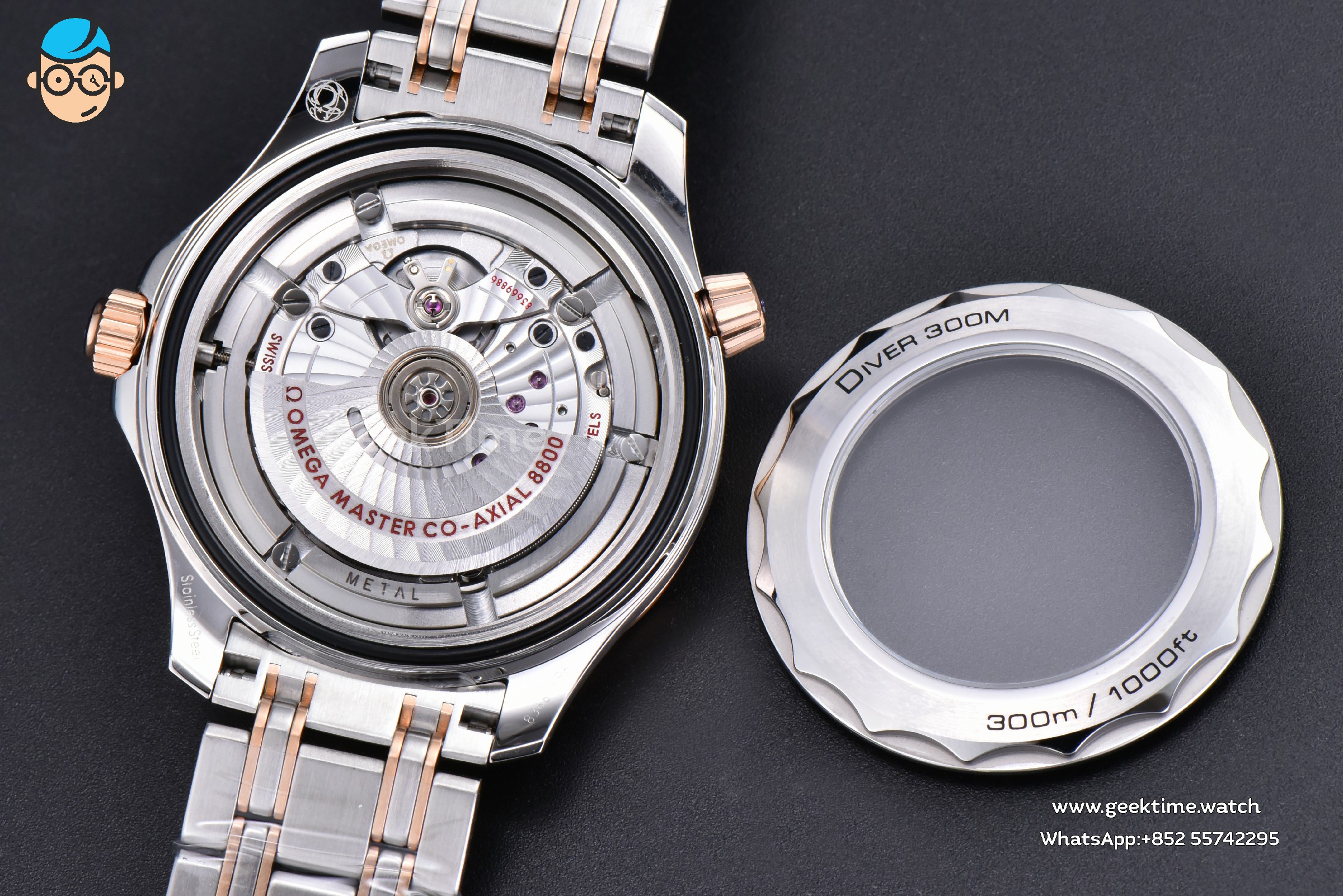 Seamaster Diver 300M 42mm VSF RG Black Dial Metal Bracelet And Rubber Strap Clone VS8800 V4 - Image 12