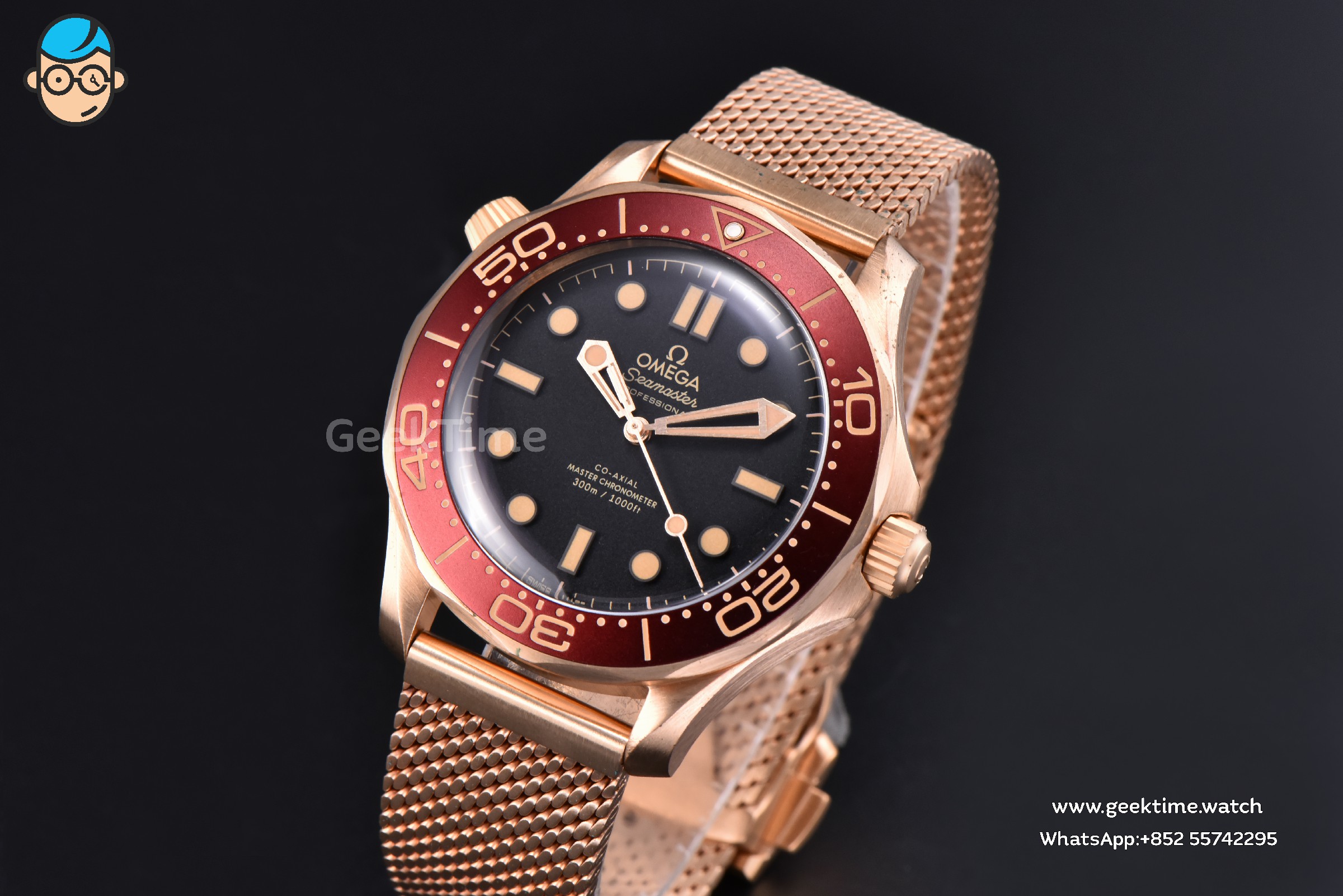 Seamaster 300 “No Time to Die” NTTD 42mm VSF RG Red Bezel Black Dial Milanese Bracelet Clone VS8806 V7 - Image 19