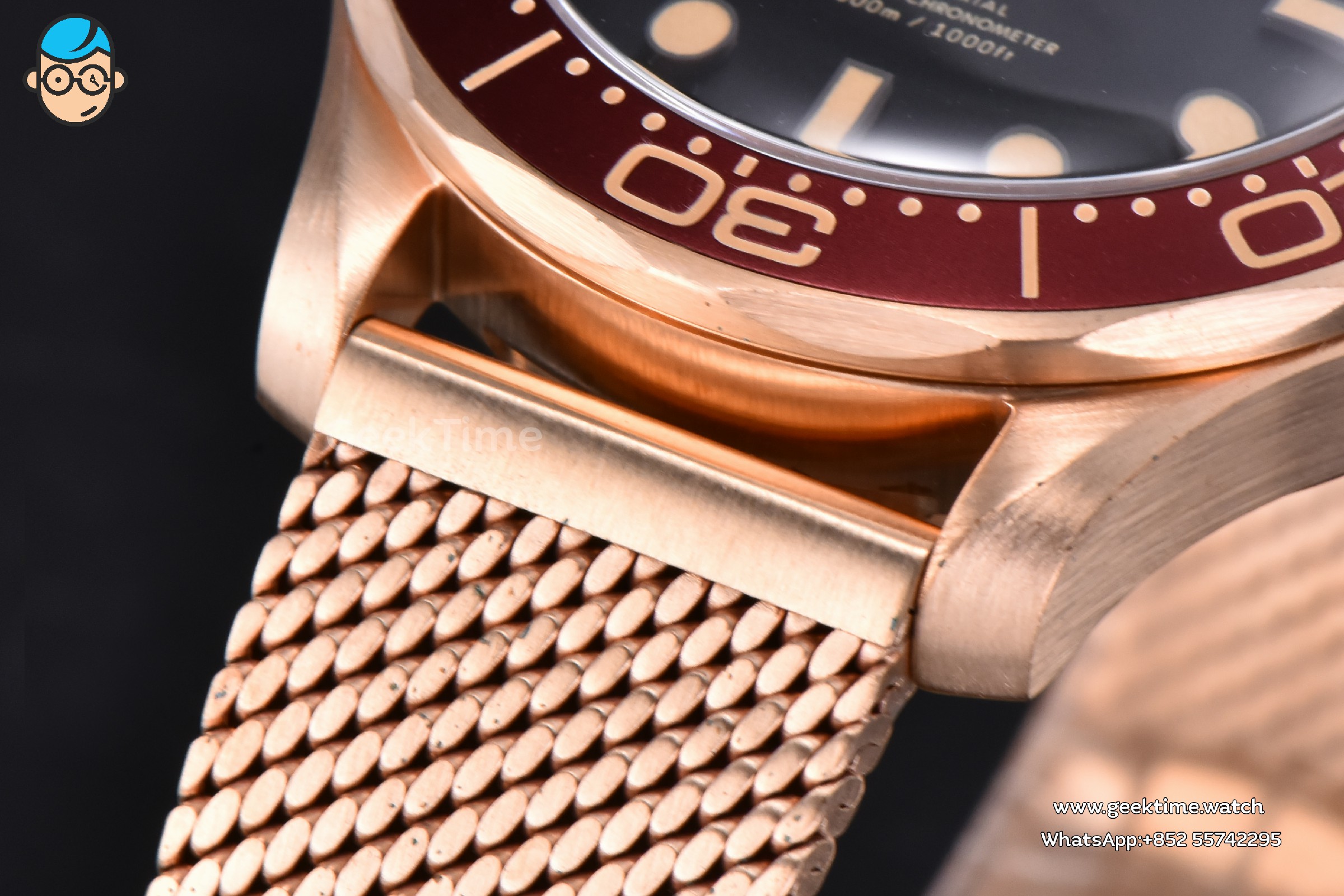 Seamaster 300 “No Time to Die” NTTD 42mm VSF RG Red Bezel Black Dial Milanese Bracelet Clone VS8806 V7 - Image 5