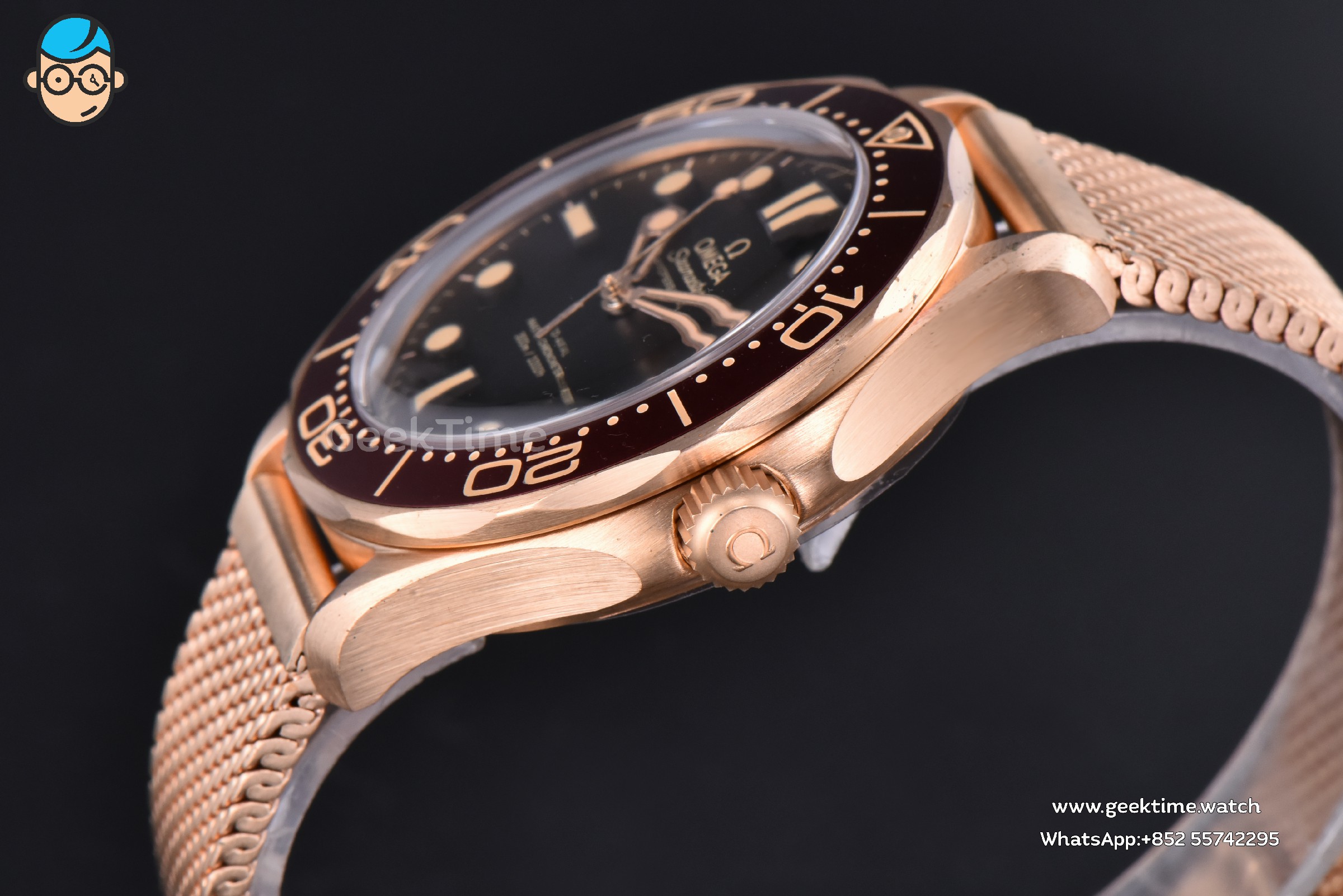 Seamaster 300 “No Time to Die” NTTD 42mm VSF RG Red Bezel Black Dial Milanese Bracelet Clone VS8806 V7 - Image 6