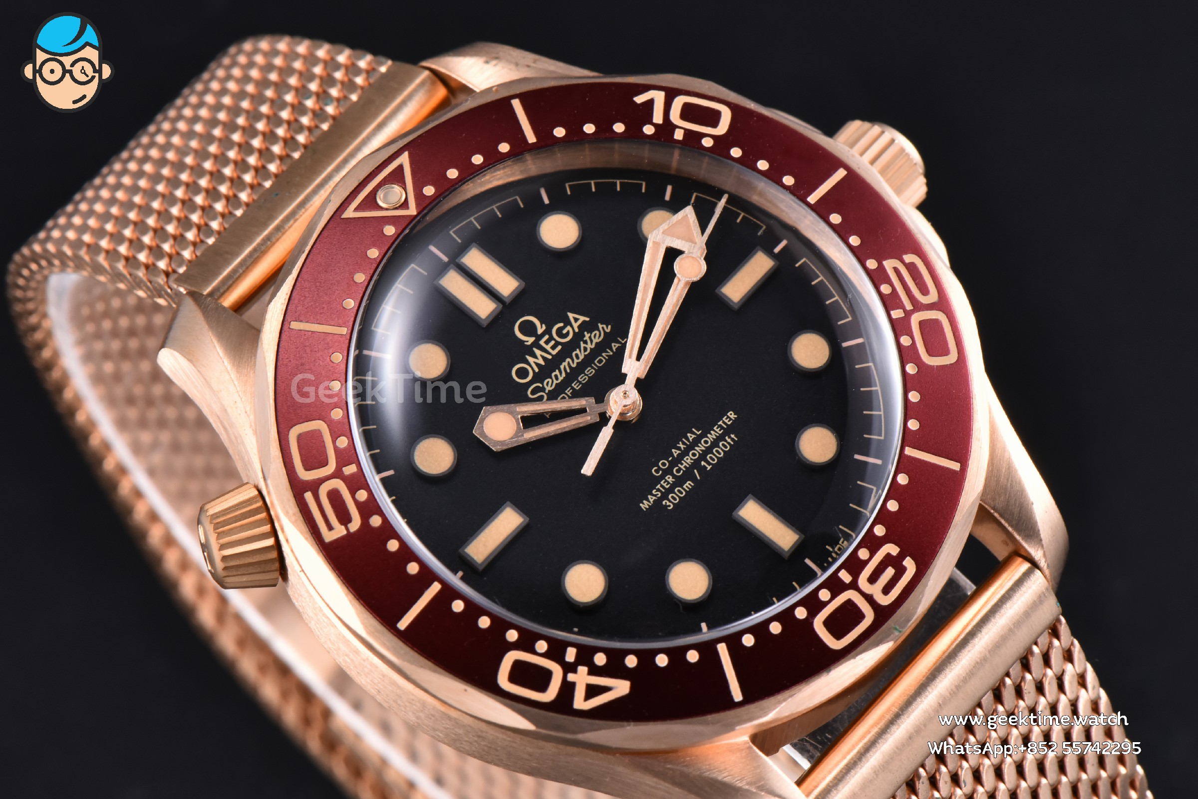 Seamaster 300 “No Time to Die” NTTD 42mm VSF RG Red Bezel Black Dial Milanese Bracelet Clone VS8806 V7 - Image 7