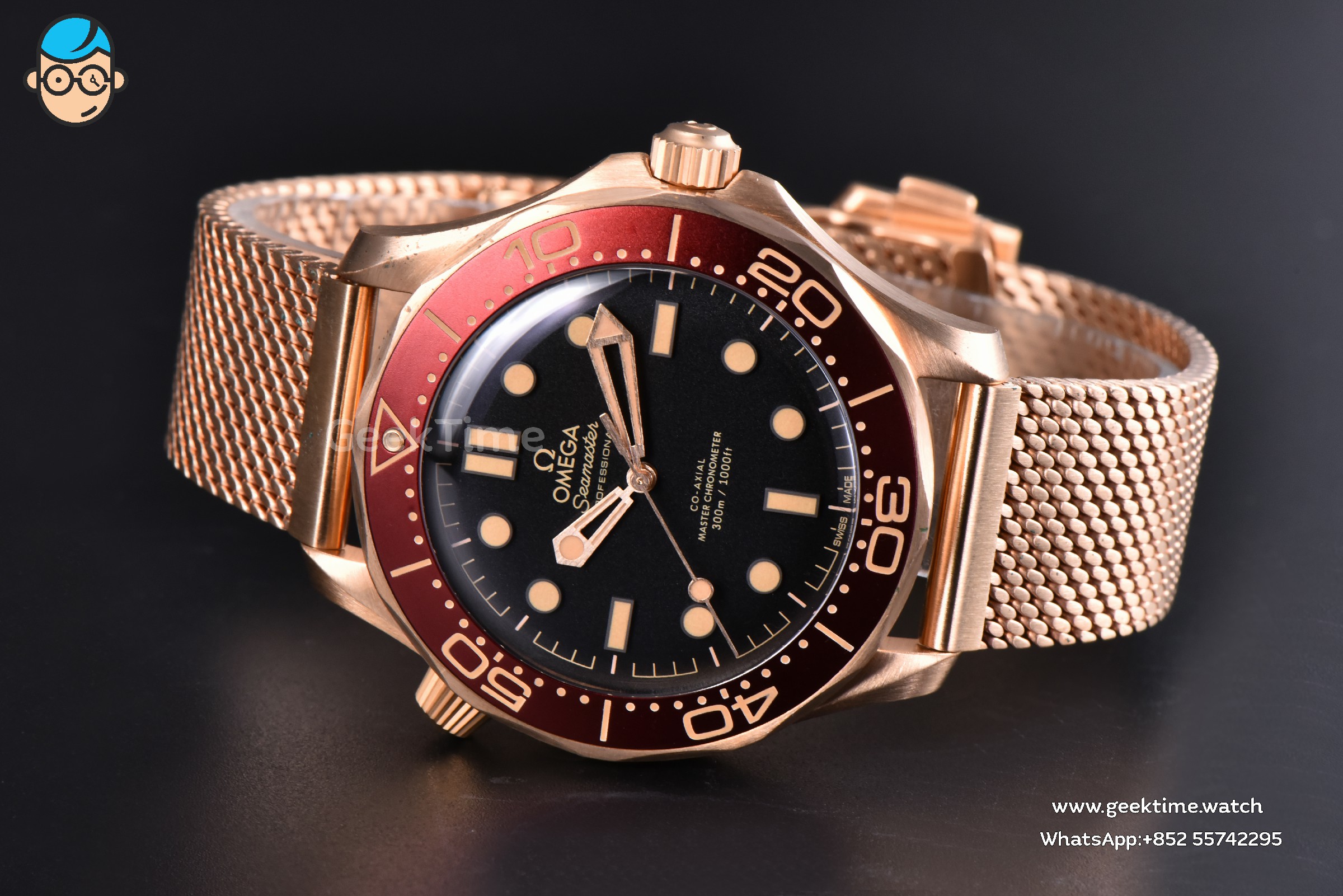 Seamaster 300 “No Time to Die” NTTD 42mm VSF RG Red Bezel Black Dial Milanese Bracelet Clone VS8806 V7 - Image 25
