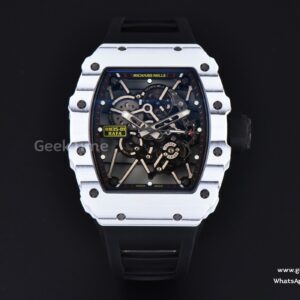 RM035-01 Real NTPT ZF White Bezel Black Skeleton Dial Black Crown Black Rubber Strap CAL.RMUL3