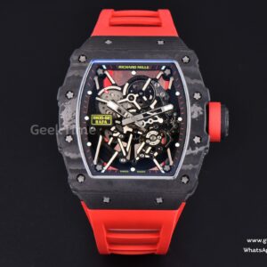 RM035-02 Real NTPT ZF Black Skeleton Red Marker Dial Red Crown Red Rubber Strap RMAL1 Clone