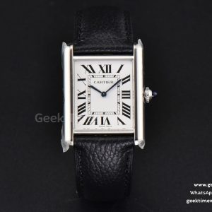 Tank Must Large 33.7×25.5mm K11F White Dial Black Litchi Grained Strap Quartz