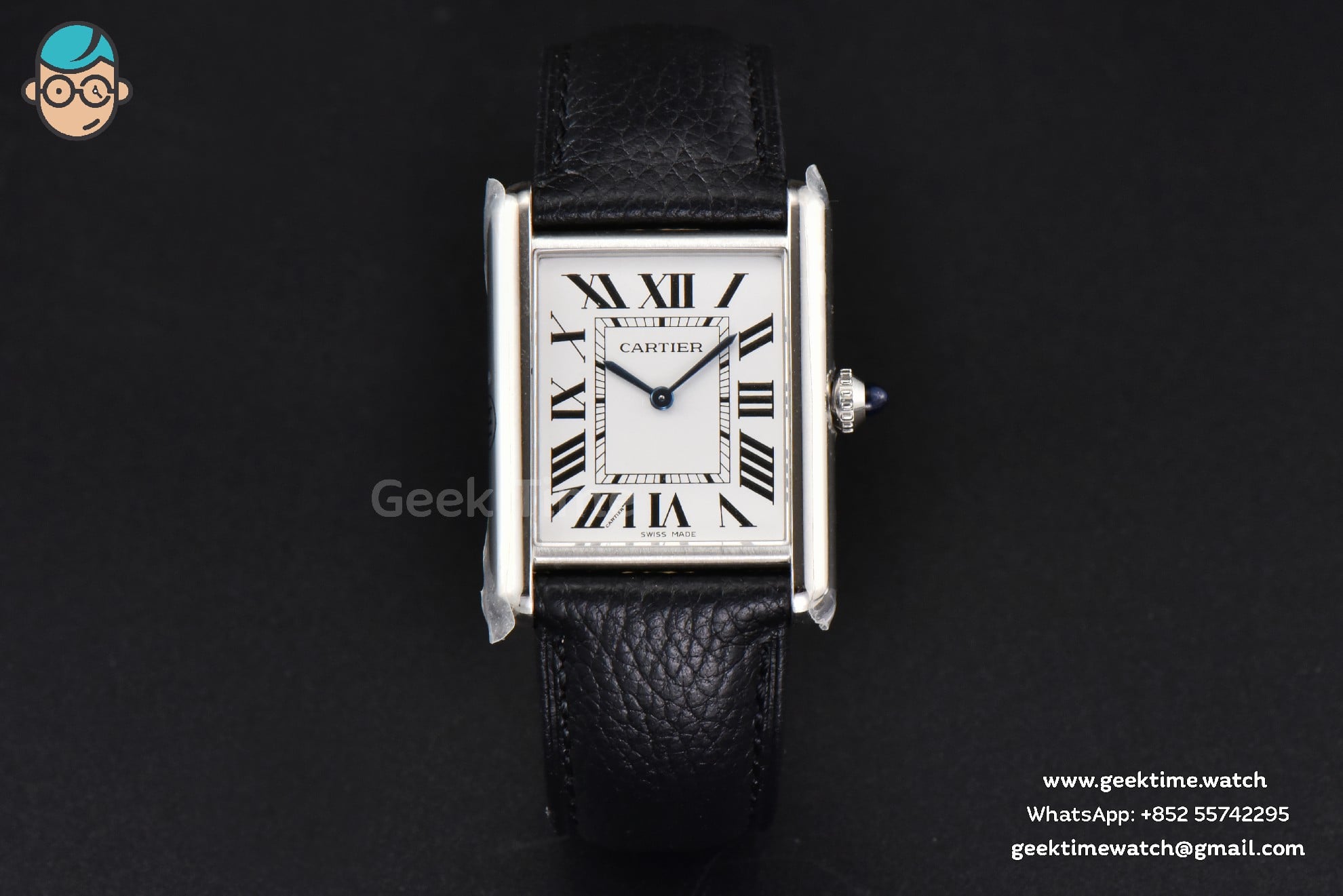 Tank Must Large 33.7×25.5mm K11F White Dial Black Litchi Grained Strap Quartz
