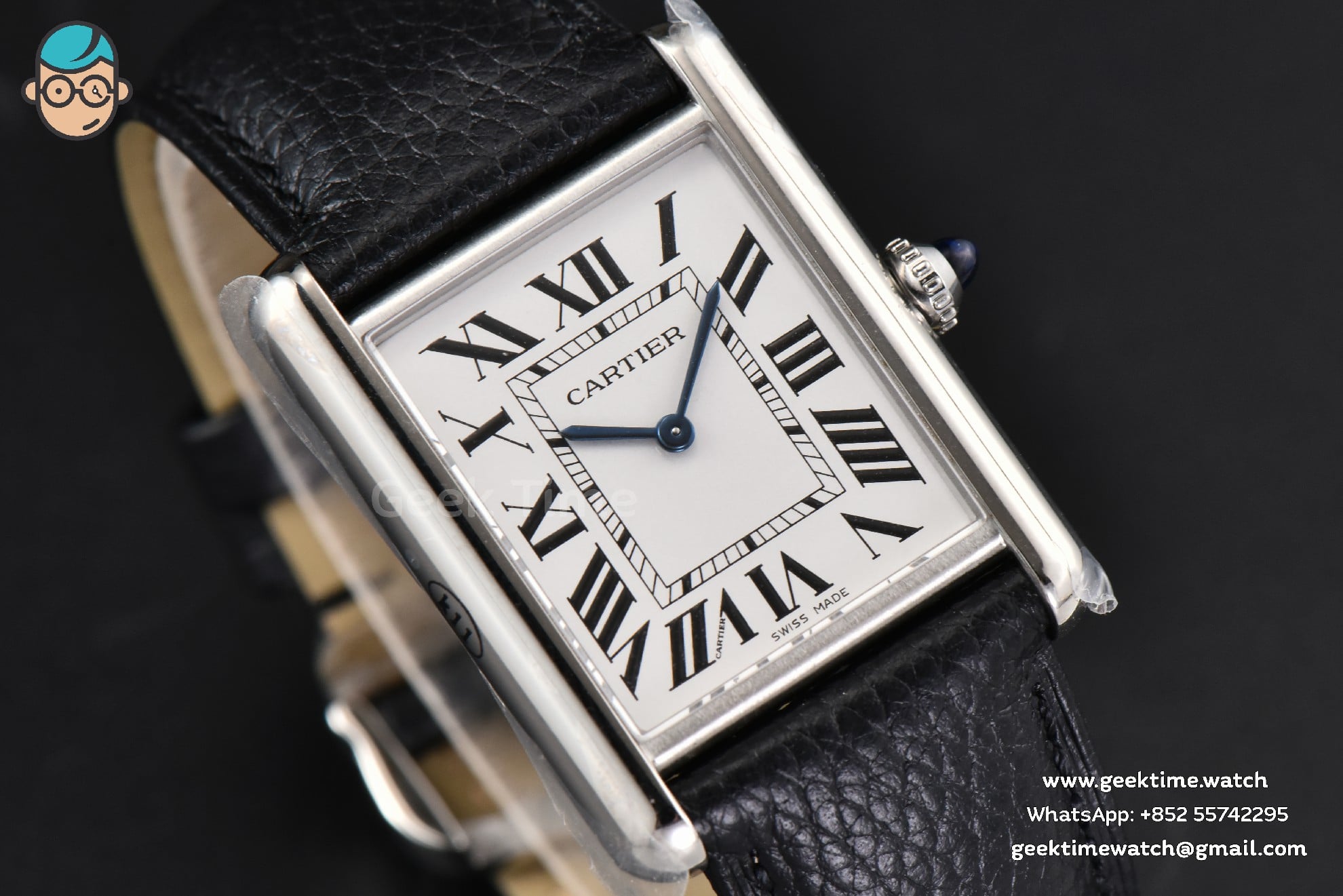 Tank Must Large 33.7×25.5mm K11F White Dial Black Litchi Grained Strap Quartz - Image 5