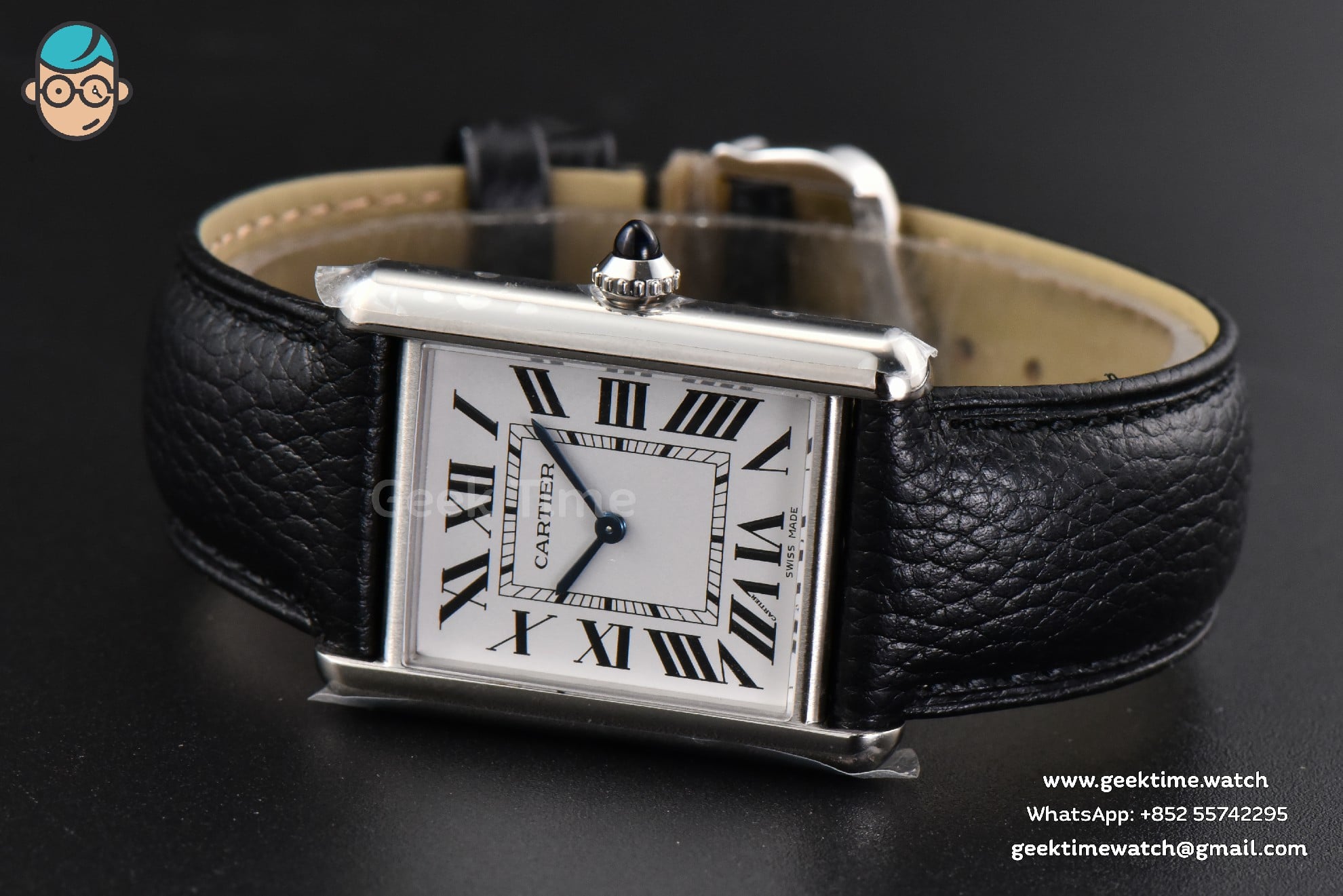 Tank Must Large 33.7×25.5mm K11F White Dial Black Litchi Grained Strap Quartz - Image 4