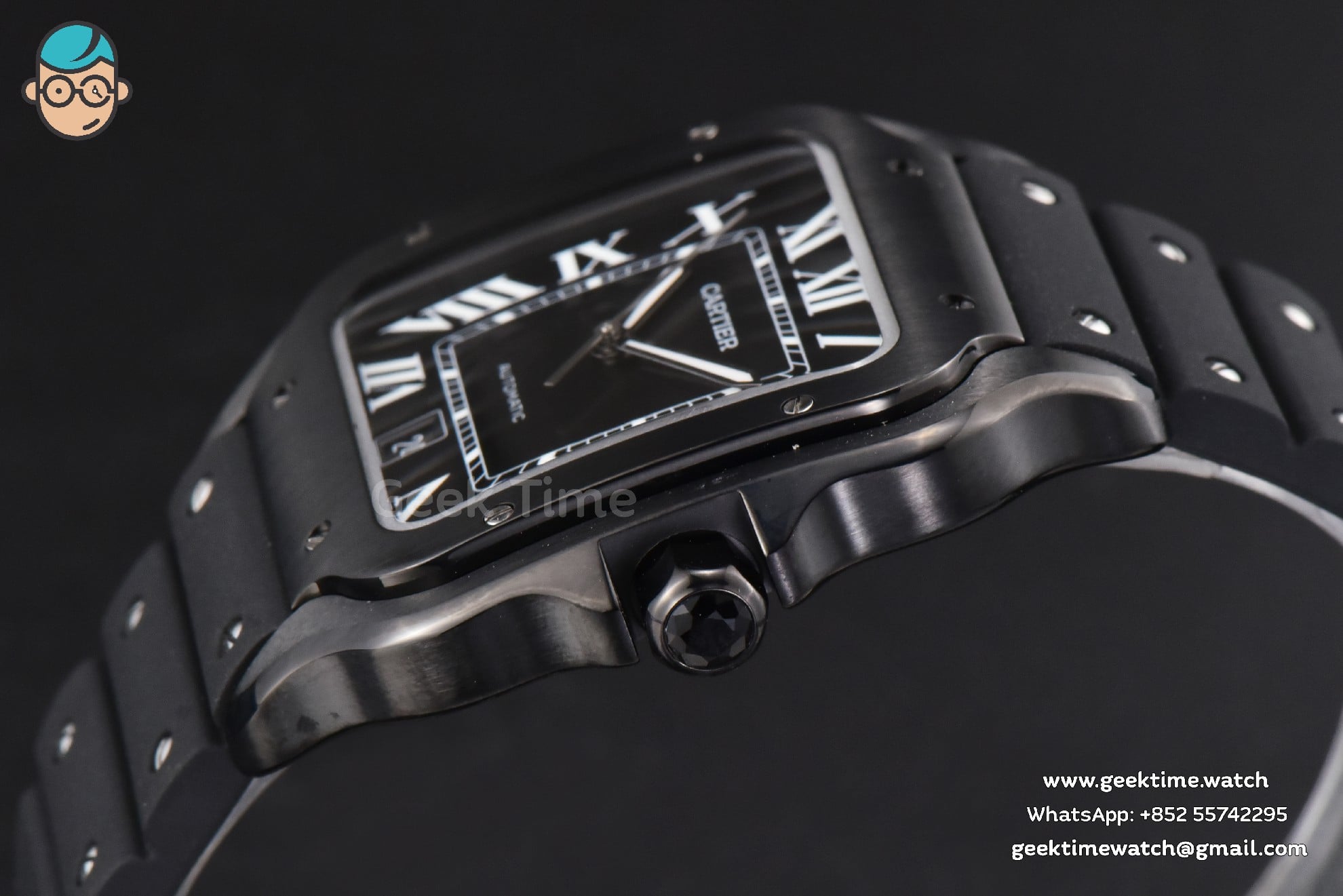 Santos Large 40MM PVD Black Dial Black Rubber Strap MIYOTA 9015 - Image 9