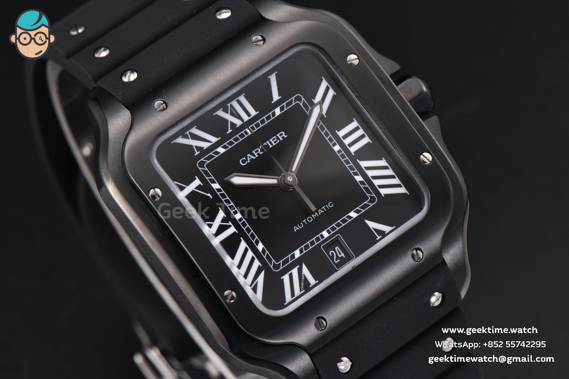 Santos Large 40MM PVD Black Dial Black Rubber Strap MIYOTA 9015 - Image 10
