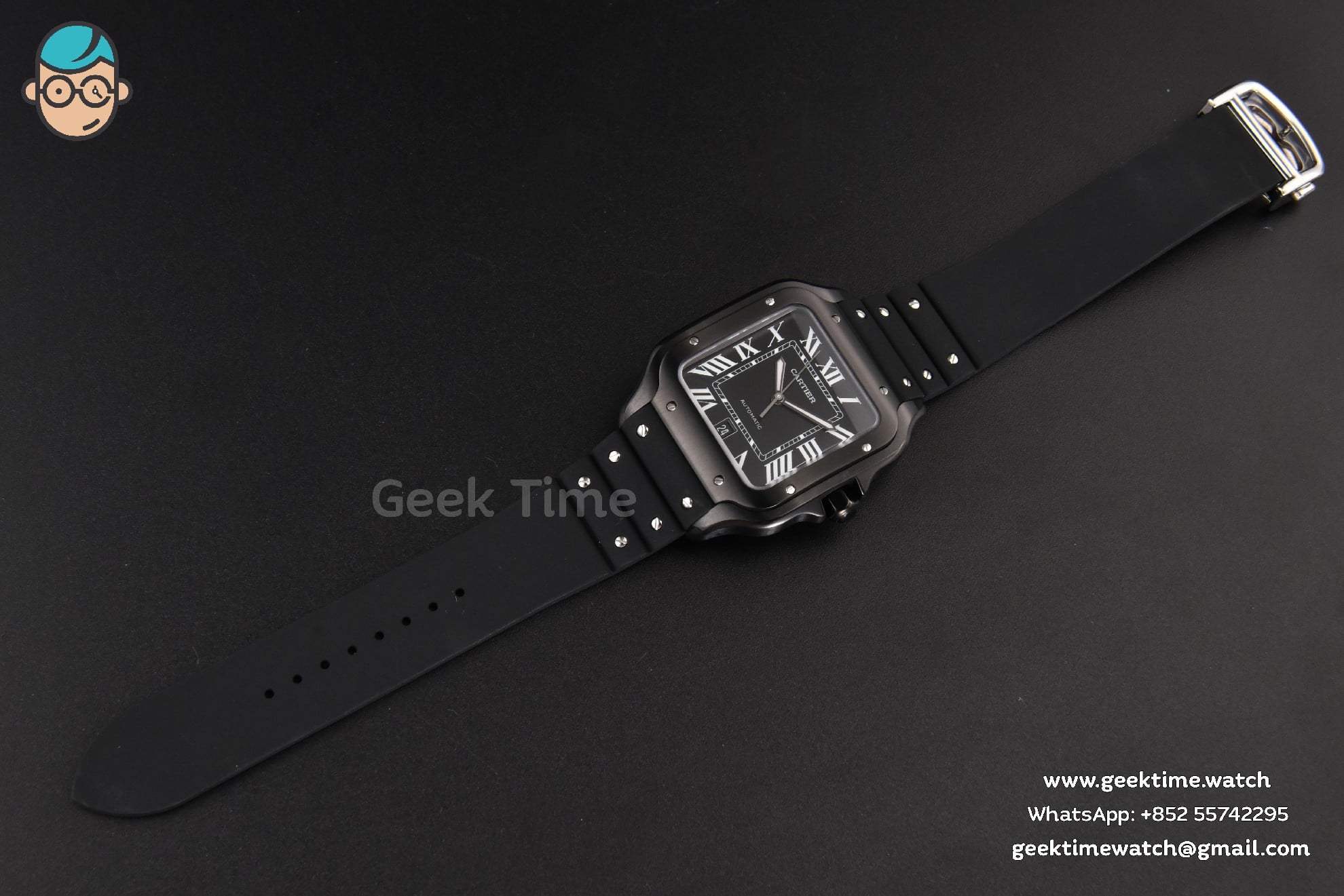 Santos Large 40MM PVD Black Dial Black Rubber Strap MIYOTA 9015 - Image 25
