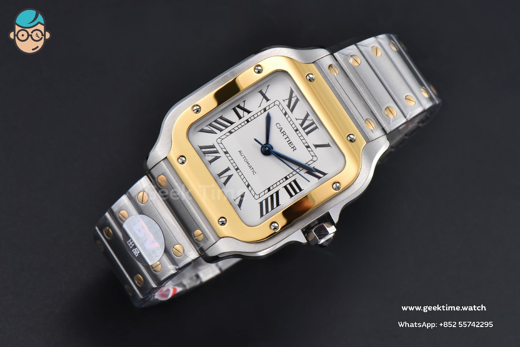 Santos Cartier Medium 35mm BVF YG/SS White Dial YG/SS Bracelet MIYOTA 9039 - Image 3
