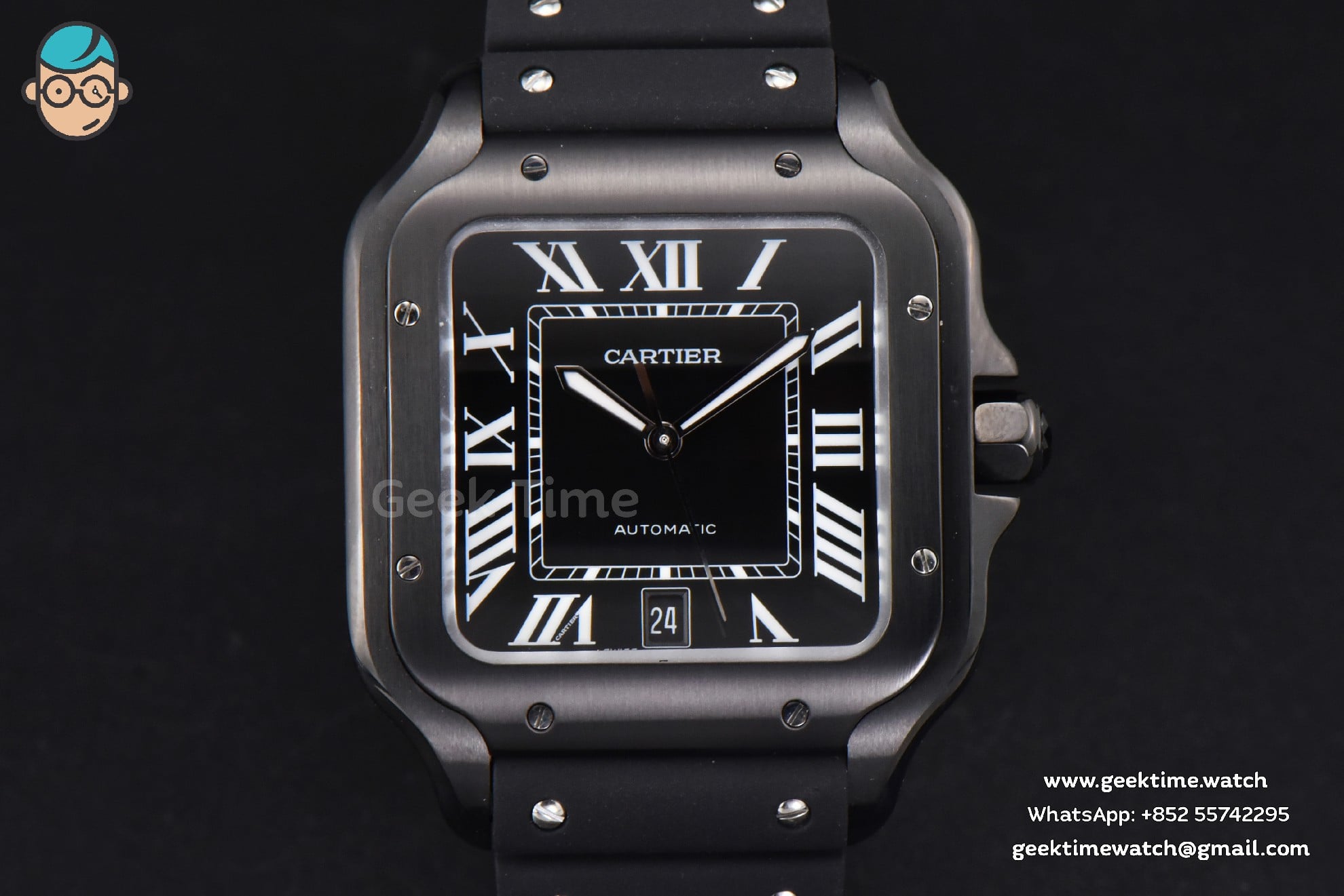 Santos Large 40mm PVD GF Black Dial Black Rubber Strap MIYOTA 9015 - Image 2