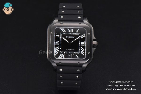 Santos Large 40mm PVD GF Black Dial Black Rubber Strap MIYOTA 9015 - Image 11