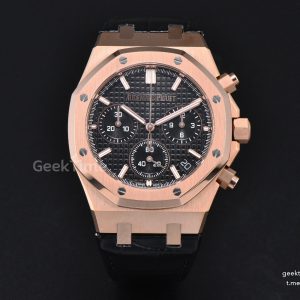Royal Oak Chronograph 26240 41mm RG APSF Black Checkered Dial Black Subdial Black Leather Strap SH4401 V2
