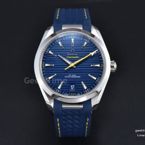 Aqua Terra 150M 41mm SS VSF Dark Blue Dial Yellow Hand Dark Blue Rubber Strap A8900