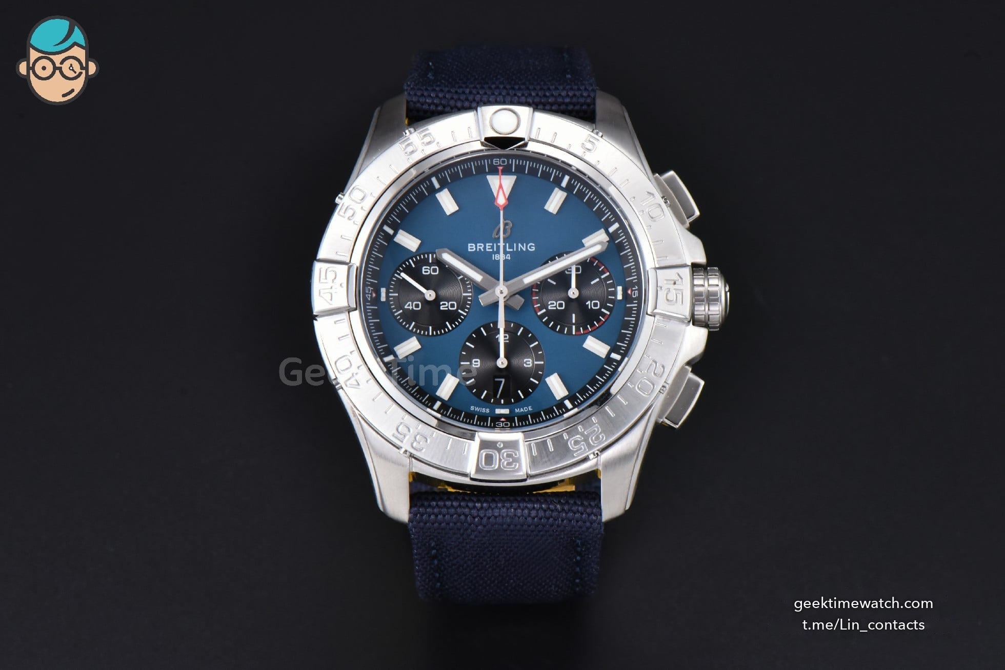 Avenger Chronograph 44mm BLSF SS Blue/Black Dial Blue Nylon Strap A7750