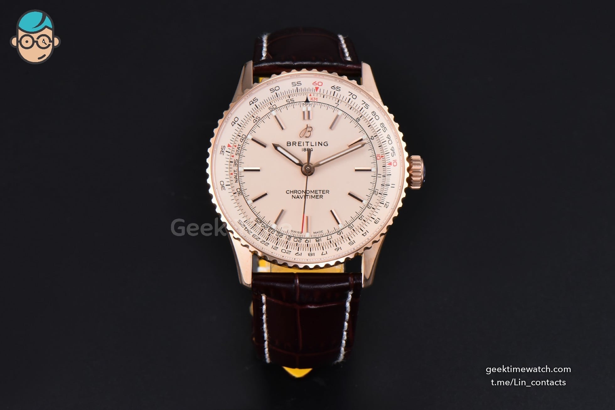BLNavitimer Automatic 41mm RG BLSF Silver Dial on Brown Leather Strap A2824
