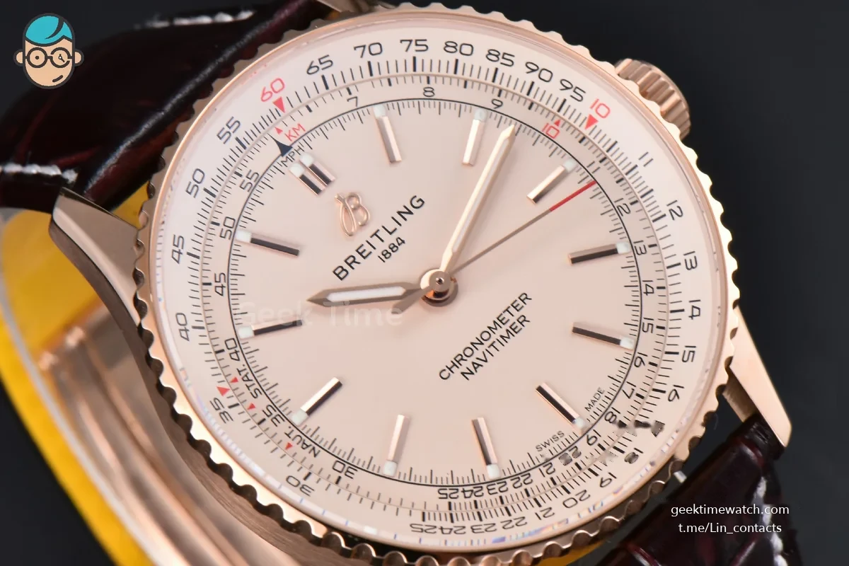 BLNavitimer Automatic 41mm RG BLSF Silver Dial on Brown Leather Strap A2824