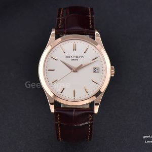 Calatrava 5296R RG 38mm ZF Ivory Dial Brown Leather Strap 9015