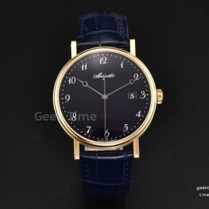 Classique 5177 38mm LTF YG Black Dial Digital Marker Blue Leather Strap MY9015