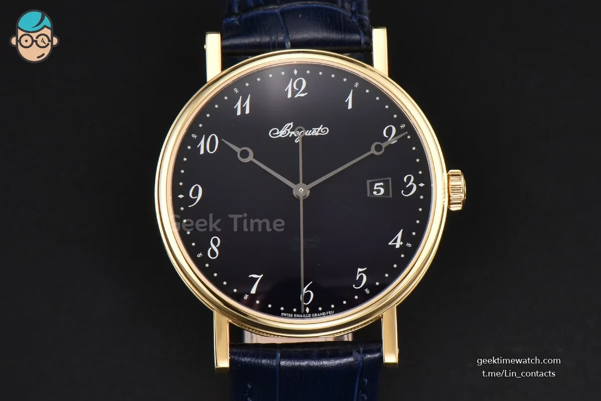 Classique 5177 38mm LTF YG Black Dial Digital Marker Blue Leather Strap MY9015