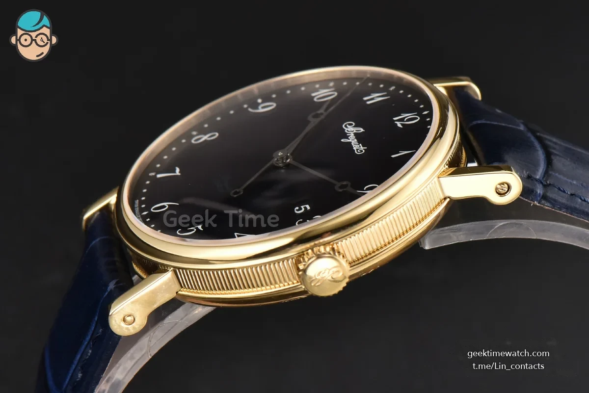 Classique 5177 38mm LTF YG Black Dial Digital Marker Blue Leather Strap MY9015