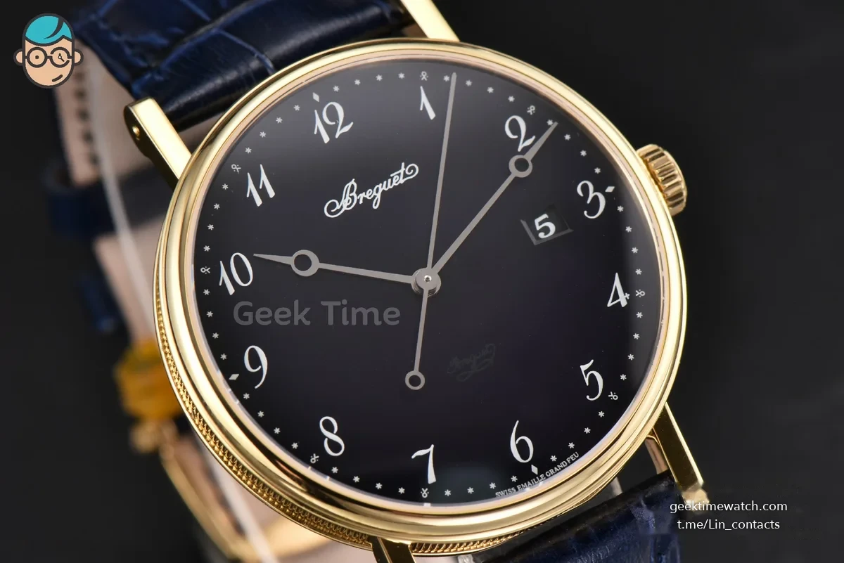 Classique 5177 38mm LTF YG Black Dial Digital Marker Blue Leather Strap MY9015