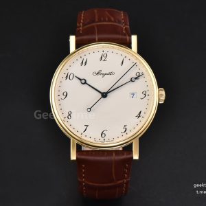 Classique 5177 38mm LTF YG White Dial Digital Marker Brown Leather Strap MY9015