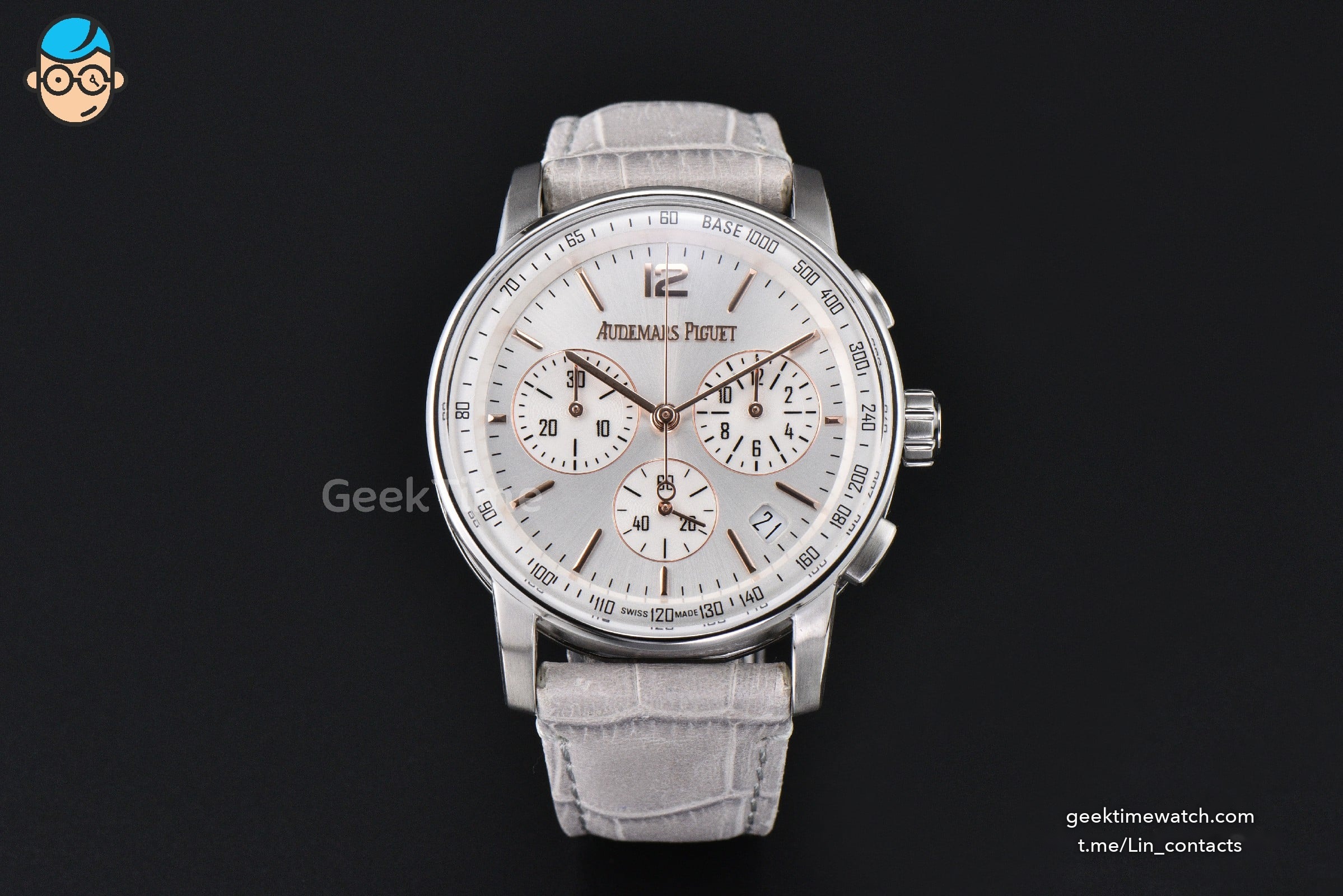 Code 11.59 Chrono 26393 41mm APSF Silver Dial Gold Hands Gray Leather Strap SA4401 Super Clone