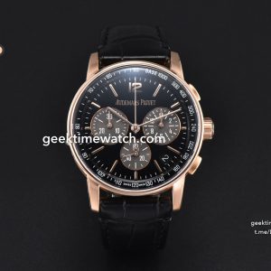 Code 11.59 Chrono 26393  APSF  RG Black Dial on Black Leather Strap SA4401 Super Clone