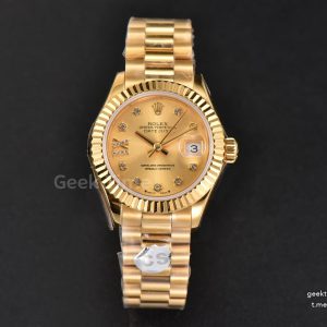 DateJust 28MM Ladies WF YG Gold Dial Diamond Marker President Bracelet A2236