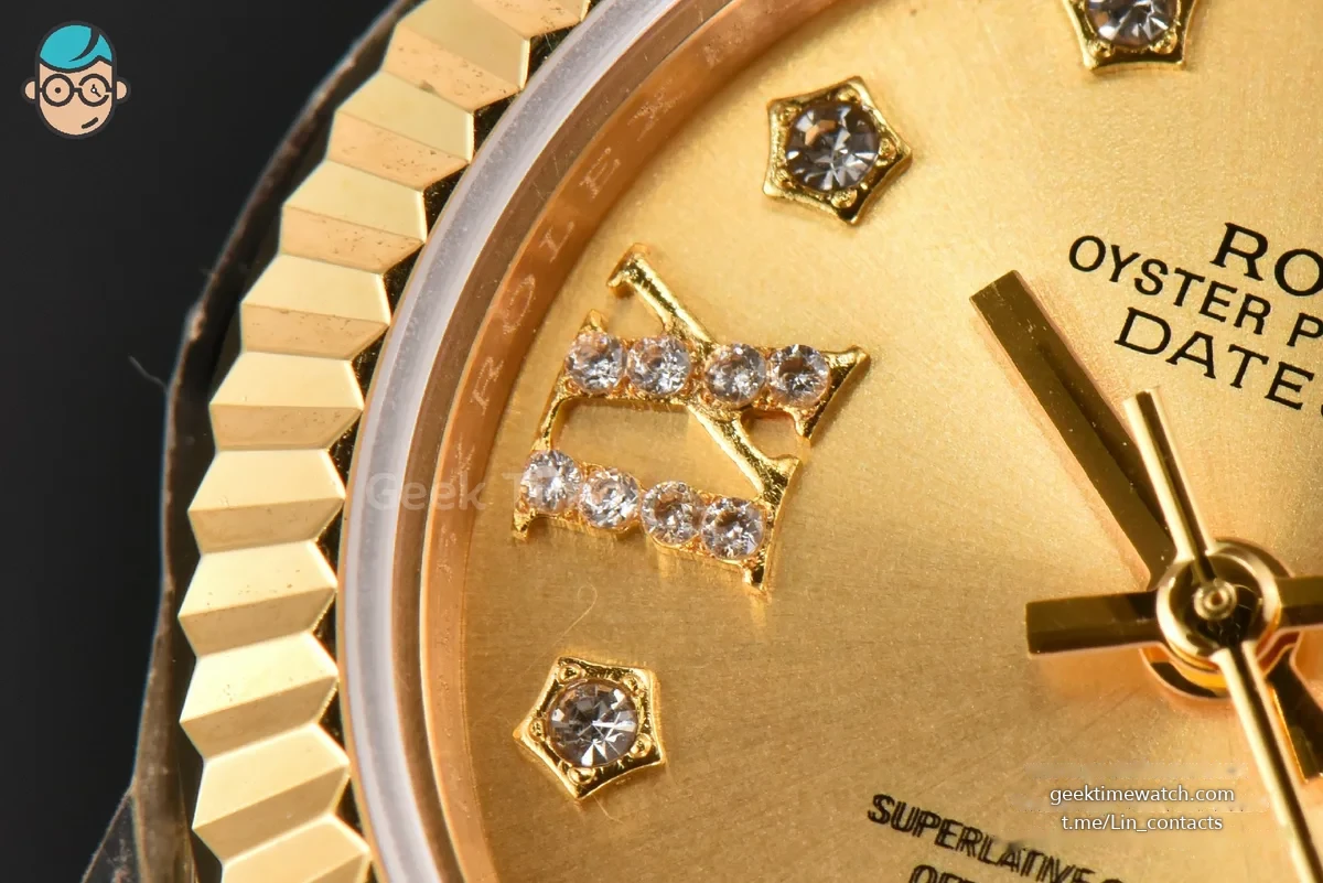 DateJust 28MM Ladies WF YG Gold Dial Diamond Marker President Bracelet A2236