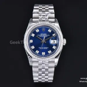 DateJust 36MM 126284 VSF Diamond Blue Motif Dial Diamond Marker Jubilee Bracelet VS3235