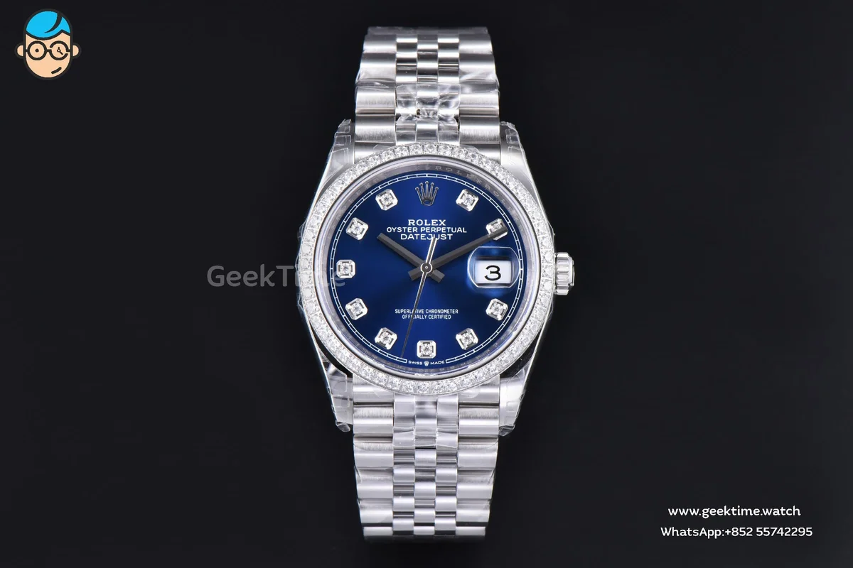 DateJust 36MM 126284 VSF Diamond Blue Motif Dial Diamond Marker Jubilee Bracelet VS3235