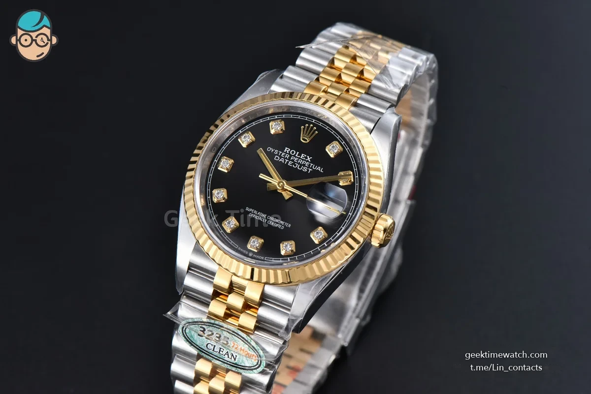 DateJust 36mm 126333 Clean YG/SS Black Dial Diamond Marker YG/SS Jubilee Bracelet VR3235