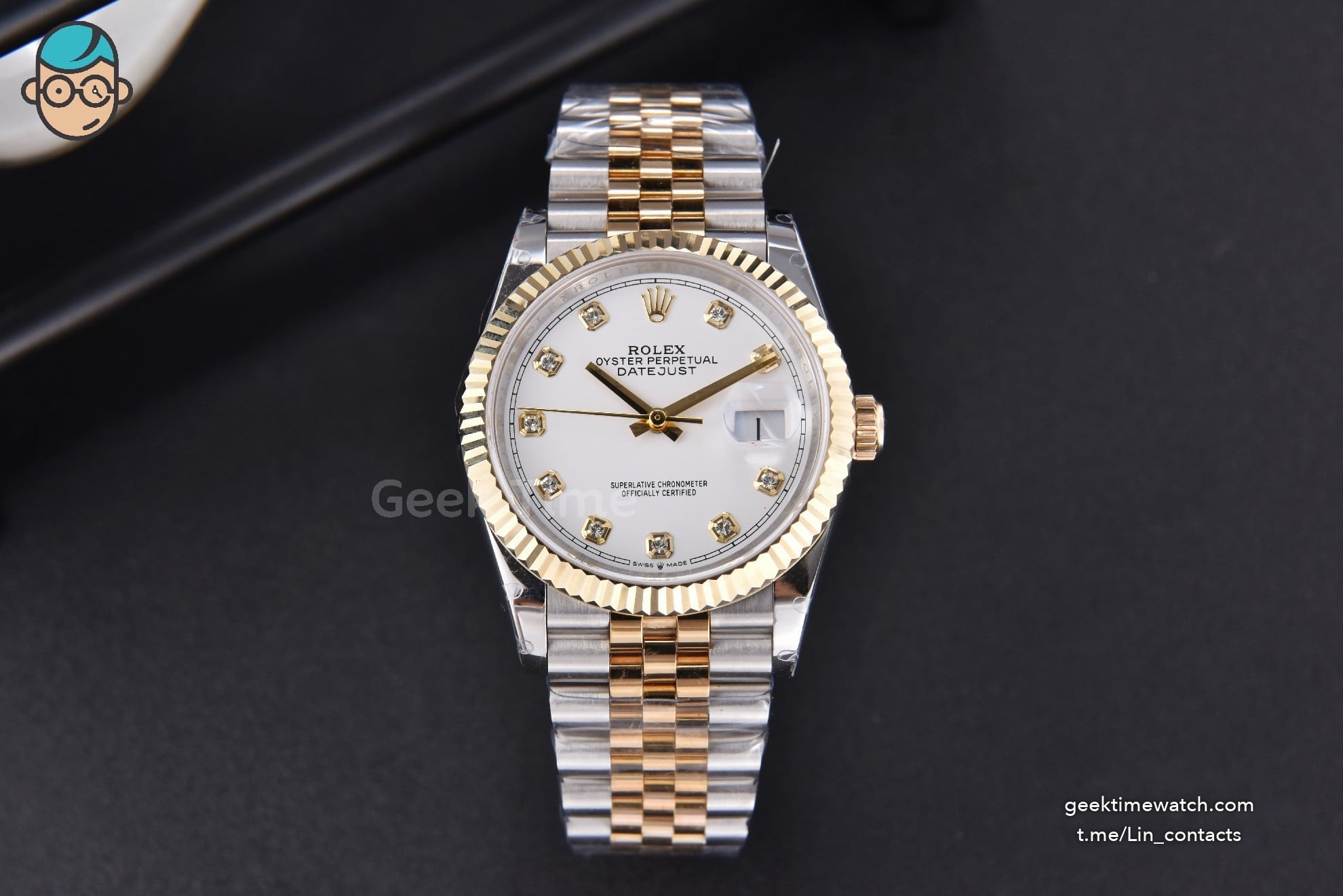 DateJust 36MM 904L YG/SS GMF Fluted Bezel White Dial Diamond Marker Jubilee Bracelet VR3235