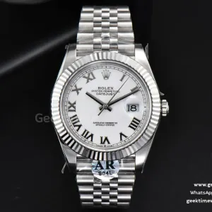 DateJust 41MM 126334 904L ARF Fluted Bezel White Dial Roma Marker Jubilee Bracelet VR3235