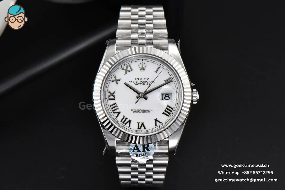 DateJust 41MM 126334 904L ARF Fluted Bezel White Dial Roma Marker Jubilee Bracelet VR3235