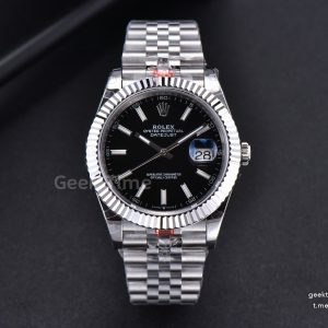 Datejust 41mm SS GMF Black Dial Lume Marker Fluted Bezel Jubille Bracelet VR3235