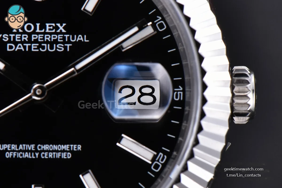 Datejust 41mm SS GMF Black Dial Lume Marker Fluted Bezel Jubille Bracelet VR3235