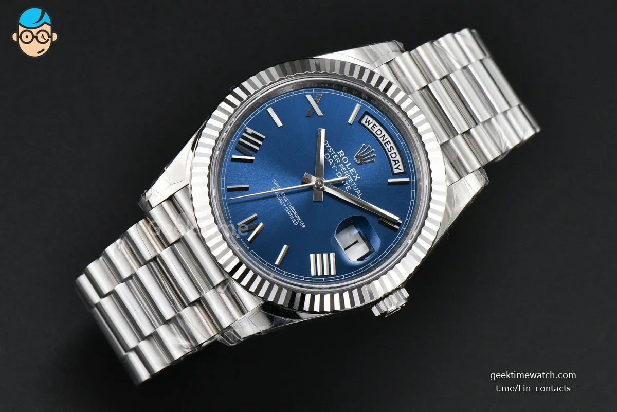 DayDate 40MM Weighted VSF Blue Dial Roman Marker President Bracelet DD3255
