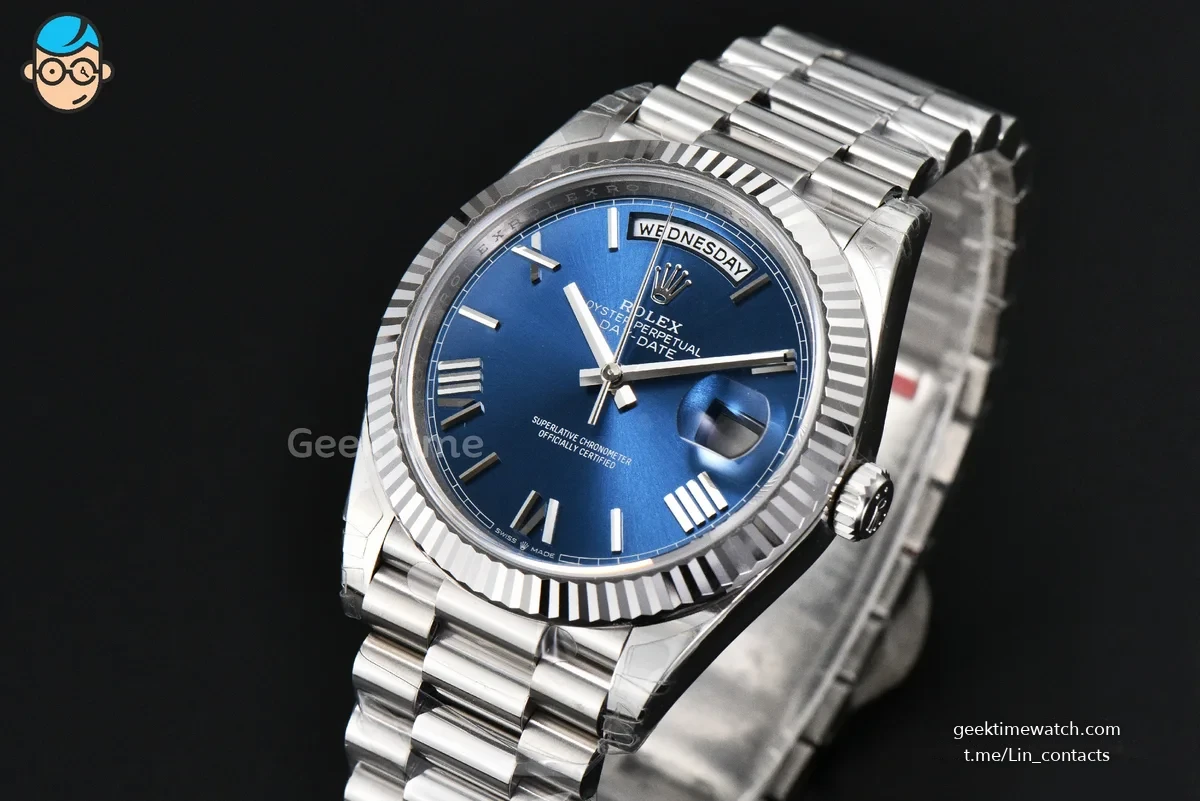 DayDate 40MM Weighted VSF Blue Dial Roman Marker President Bracelet DD3255