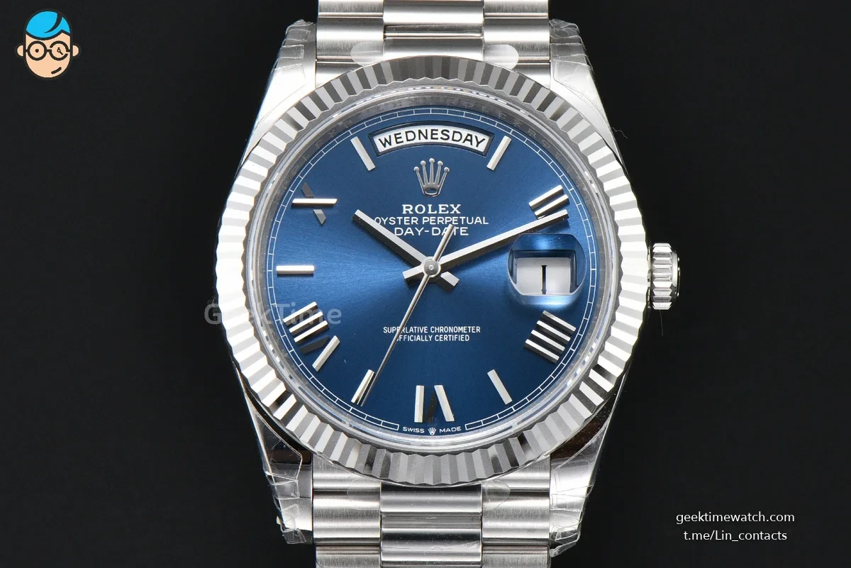 DayDate 40MM Weighted VSF Blue Dial Roman Marker President Bracelet DD3255