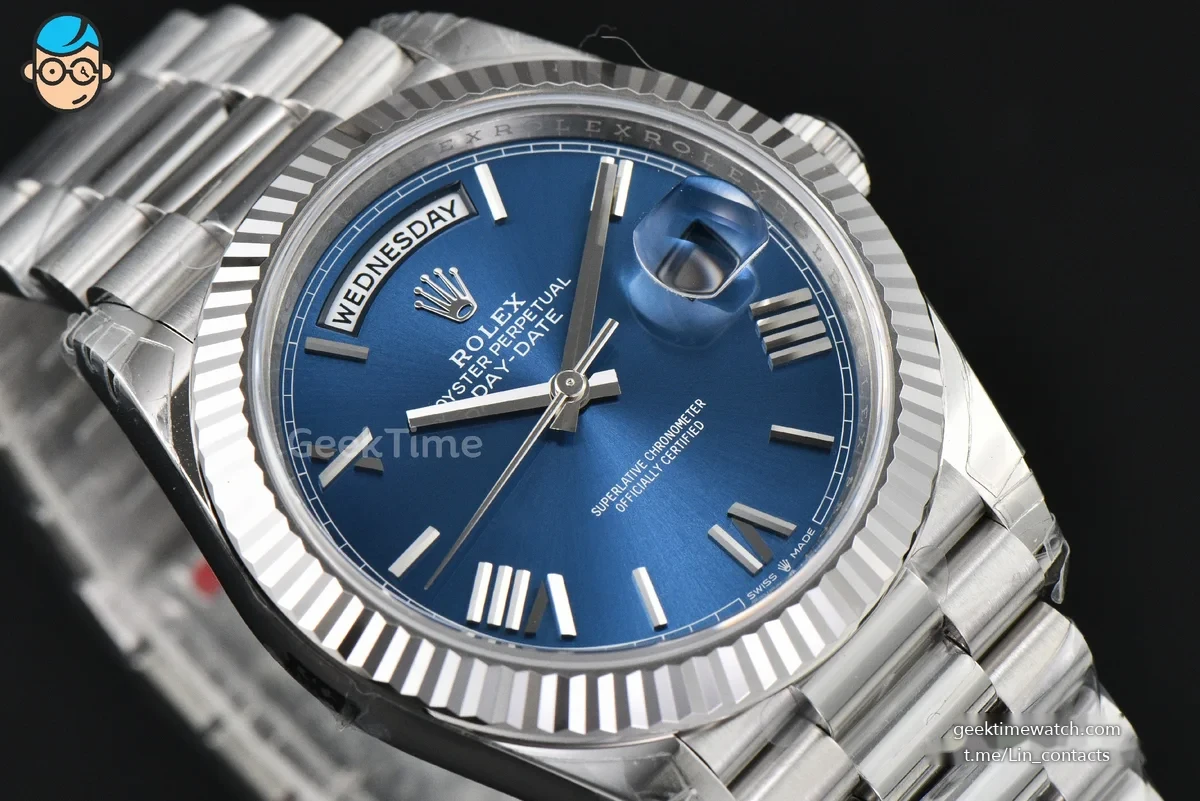 DayDate 40MM Weighted VSF Blue Dial Roman Marker President Bracelet DD3255